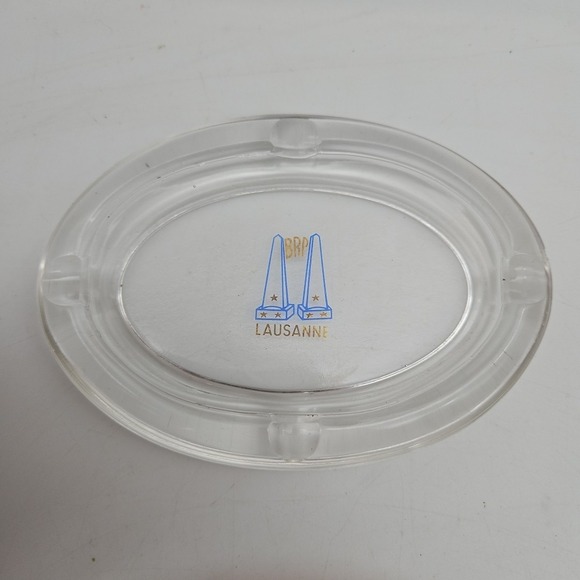 Other - BRP Lausanne Ashtray Beau Rivage Palace‎ Glass Blue Gold Clear